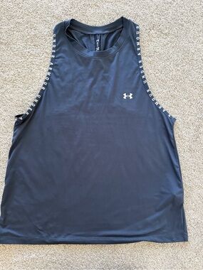 Under Armour Navy Athletic Muscle Tank with Logo Trim